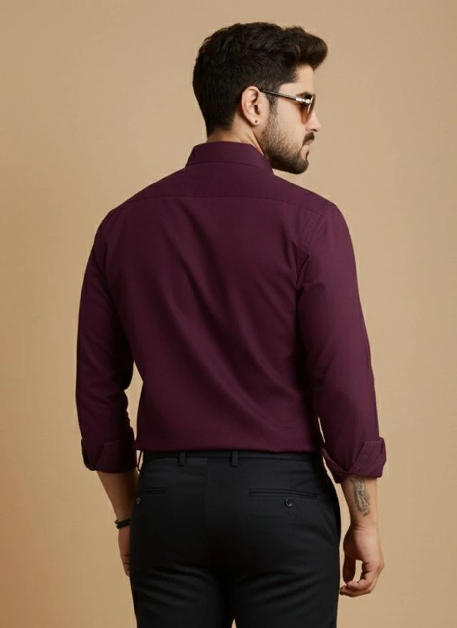 STONEBERG Men Slim Fit Solid Spread Collar Formal Shirt - Image 2